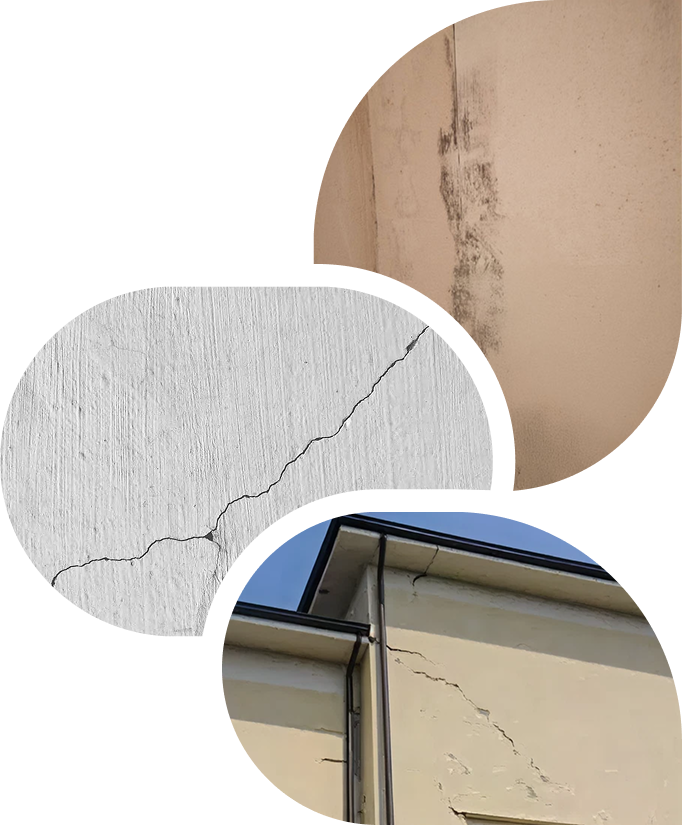 Facade damage — cracks, chips, dampness